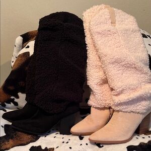 2 pair set NWOT Cozy Black and Cream Women's Boots